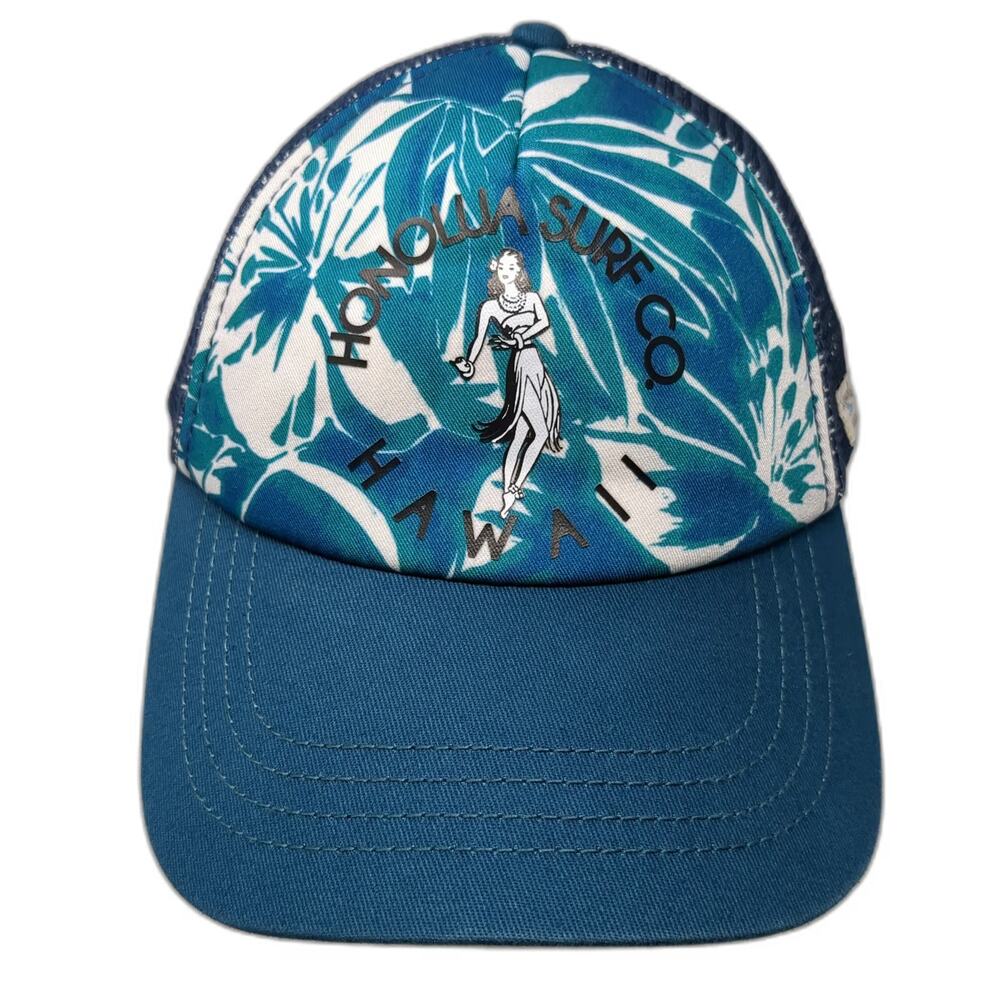 Honolua Surf Co. Trucker Hat Blue One Size Hawaii Mesh Snapback Floral Tropical